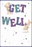 With a joyful spirit that feels at home in the vibrant streets of Homerton, this illustrated get well card welcomes the viewer with endearing clarity. Two animated characters-a soft-furred teddy and a lively puppy-appear to leap from the page, each playfully holding and balancing the colour-drenched letters of "Get Well." The letters themselves, painted in lustrous shades of indigo and teal, radiate against a creamy white background, infusing the scene with an energy both gentle and uplifting, much like a fresh arrangement awaiting same-day delivery from Homerton Florist. Sprinkles of twinkling stars in gradient blues and purples scatter hope across the card, amplifying the sense of childlike wonder. The artists' skillful rendering of plush bear fur and silky puppy ears creates a tactile impression, as though a comforting hug is only a breath away. There's an unmistakable mood of kindness and optimism woven throughout, mirroring the heartfelt care one might receive with a surprise bouquet delivered to a friend on Homerton High Street. This card's design is not only visually delightful-it serves as a true emblem of emotional support, ideal for offering solace and encouragement during recovery.
